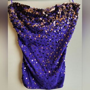 Express Petite Purple Sequin Tube Top | Size S/P